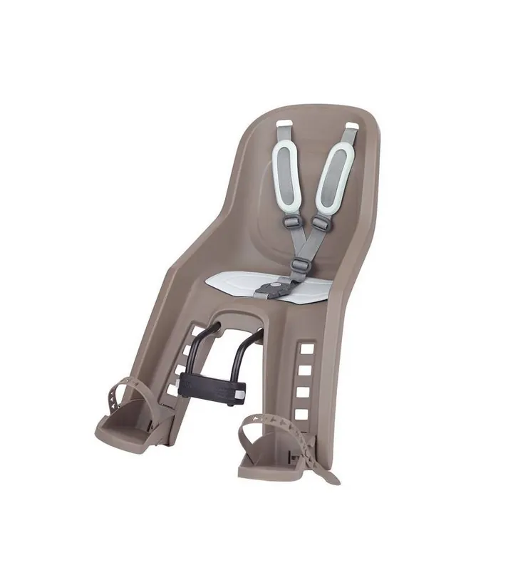 Must-Have Siège enfant de vélo avant POLISPORT Bubbly Mini Plus fixation tube de direction – marron/vert pastel