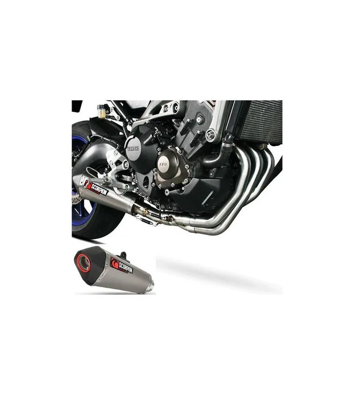Nouveauté Ligne cpmplète SCORPION Serket conique silencieux titane/casquette ABS noir Yamaha MT-09