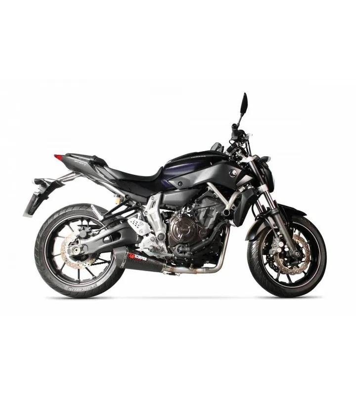 Ligne complète SCORPION Serket Taper inox silencieux titane/casquette ABS noir Yamaha MT-07 Petit Prix