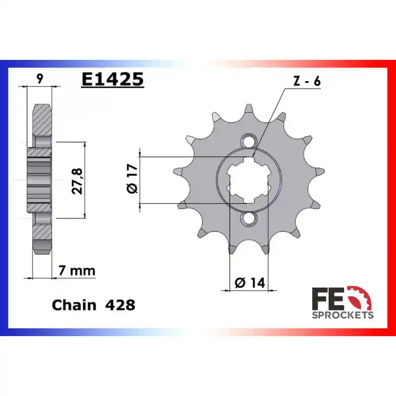 Nouveauté KIT ACIER MONDIAL 125 HIPSTER CBS 2018/21 13X62 RK428MX