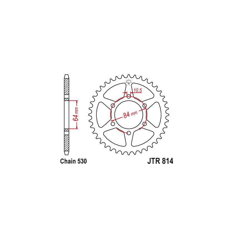 Couronne Moto Acier JT 40 Dents PAS 530 Argent - JTR814.40 Fait Main