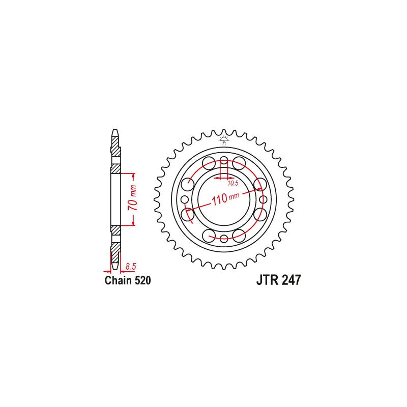 Satisfait Ou Remboursé Couronne Moto Acier JT 41 Dents PAS 520 - JTR247.41