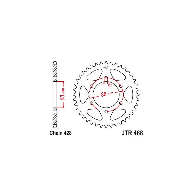 Couronne Moto Acier JT 42 Dents PAS 428 - JTR468.42 Paiement Sécurisé