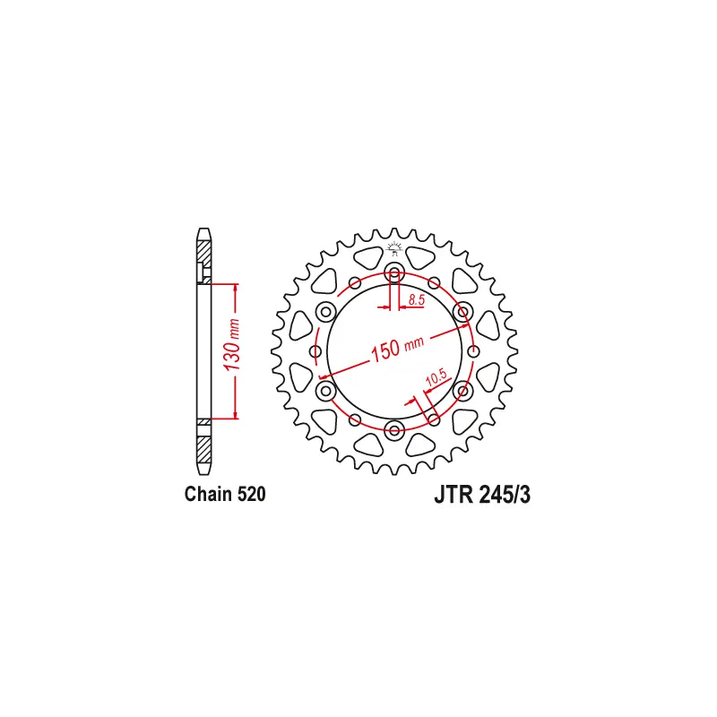 Paiement Sécurisé Couronne Moto Acier JT 42 Dents PAS 520 - JTR245/3.42