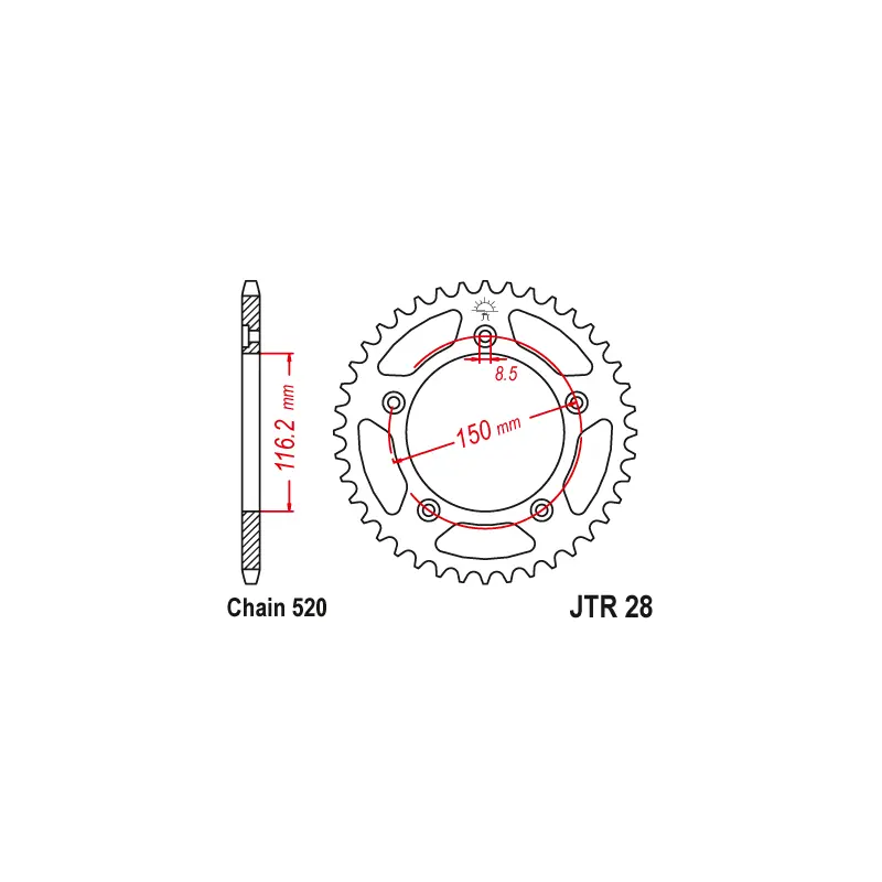 Couronne Moto Acier JT 42 Dents PAS 520 - JTR28.42 Gros Lot