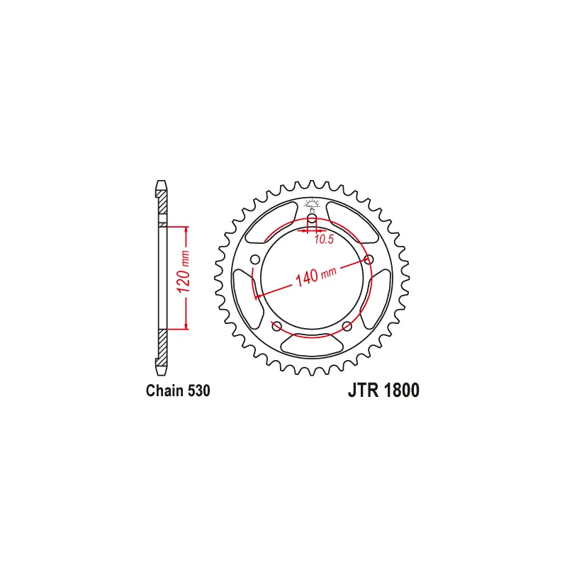 Exclusif Couronne Moto Acier JT 42 Dents PAS 530 - JTR1800.42