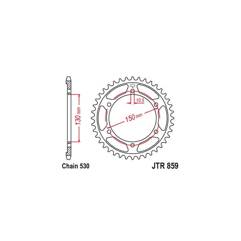 Couronne Moto Acier JT 42 Dents PAS 530 Argent - JTR859.42 Offre Spéciale
