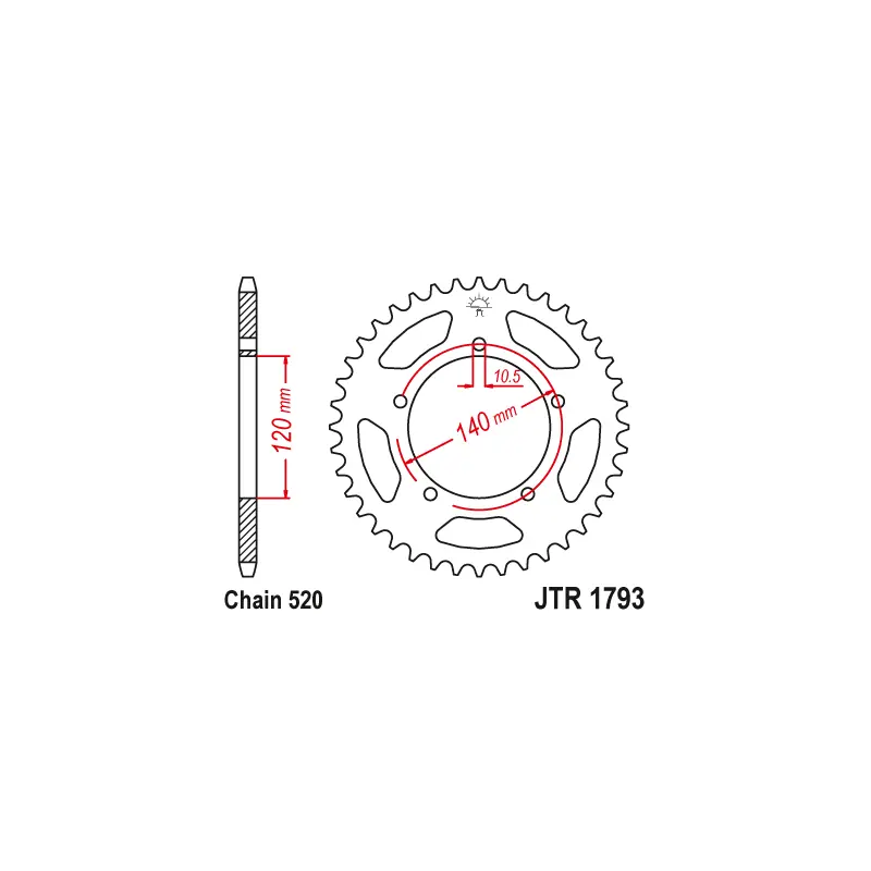 Couronne Moto Acier JT 43 Dents PAS 520 - JTR1793.43 Meilleur Prix