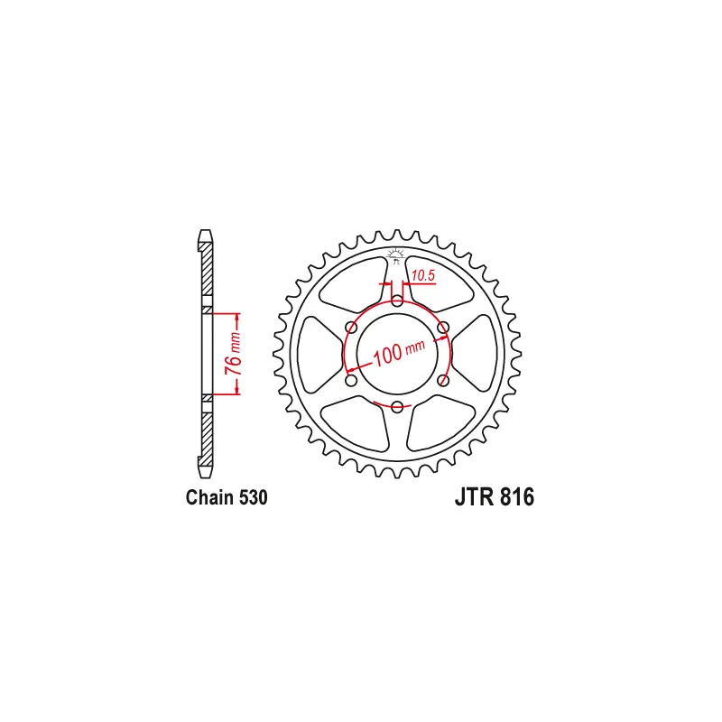 Expédié Aujourd’hui Couronne Moto Acier JT 43 Dents PAS 530 - JTR816.43