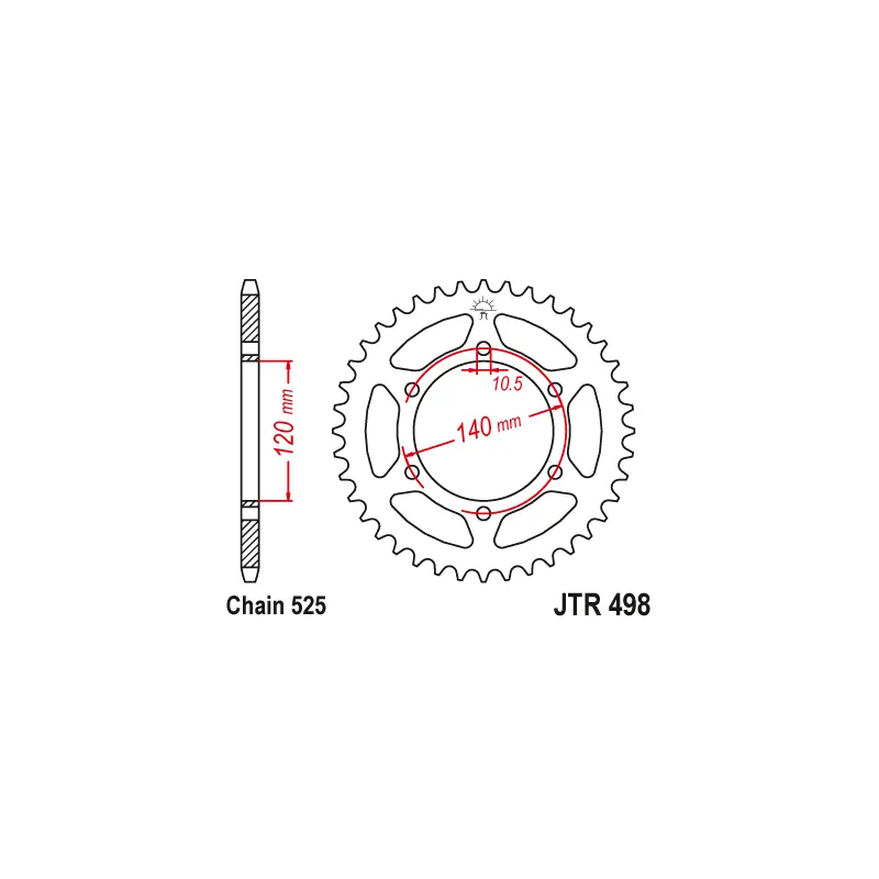 Couronne Moto Acier JT 44 Dents PAS 525 - JTR498.44 Bon Marché