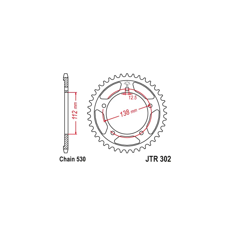 Nouvelle Collection Couronne Moto Acier JT 44 Dents PAS 530 - JTR302.44