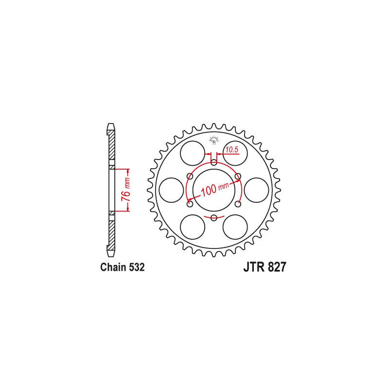 Prix Promo Couronne Moto Acier JT 44 Dents PAS 532 - JTR827.44