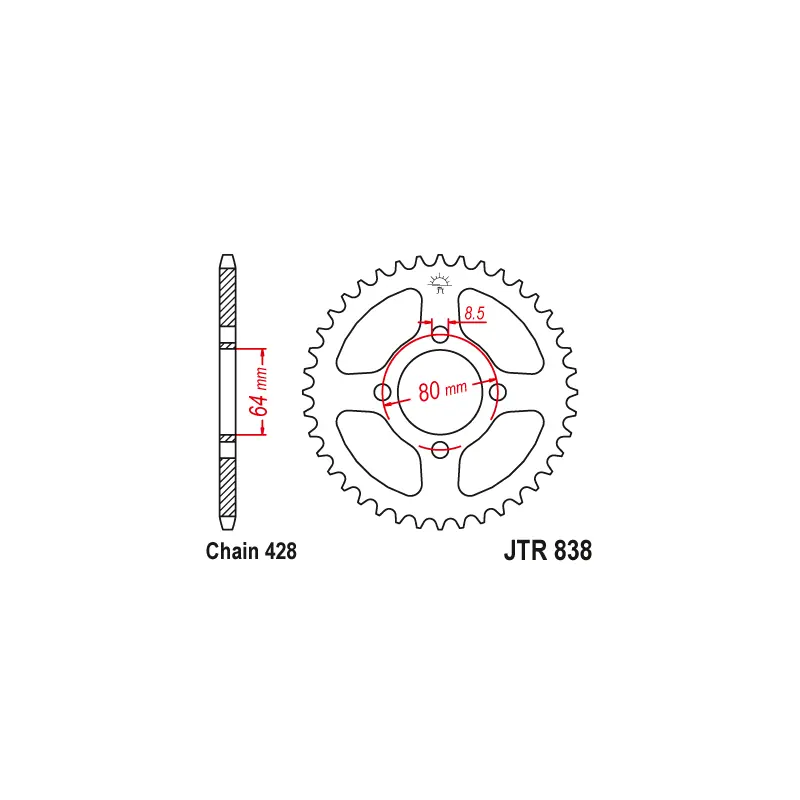 Bon Plan Couronne Moto Acier JT 45 Dents PAS 428 - JTR838.45