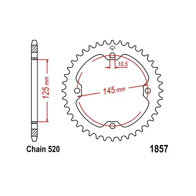 Vente Flash Couronne Moto Acier JT 45 Dents PAS 520 - JTR1857.45