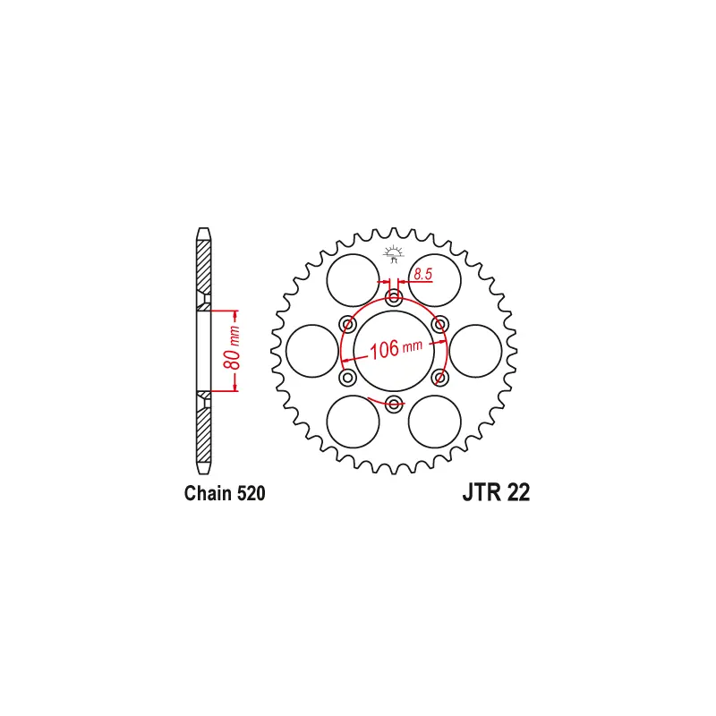 Couronne Moto Acier JT 45 Dents PAS 520 - JTR22.45 Expédié Aujourd’hui