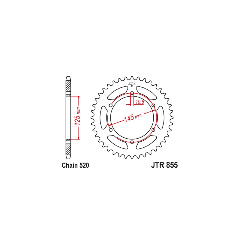 Couronne Moto Acier JT 45 Dents PAS 520 - JTR855.45 Prix Promo