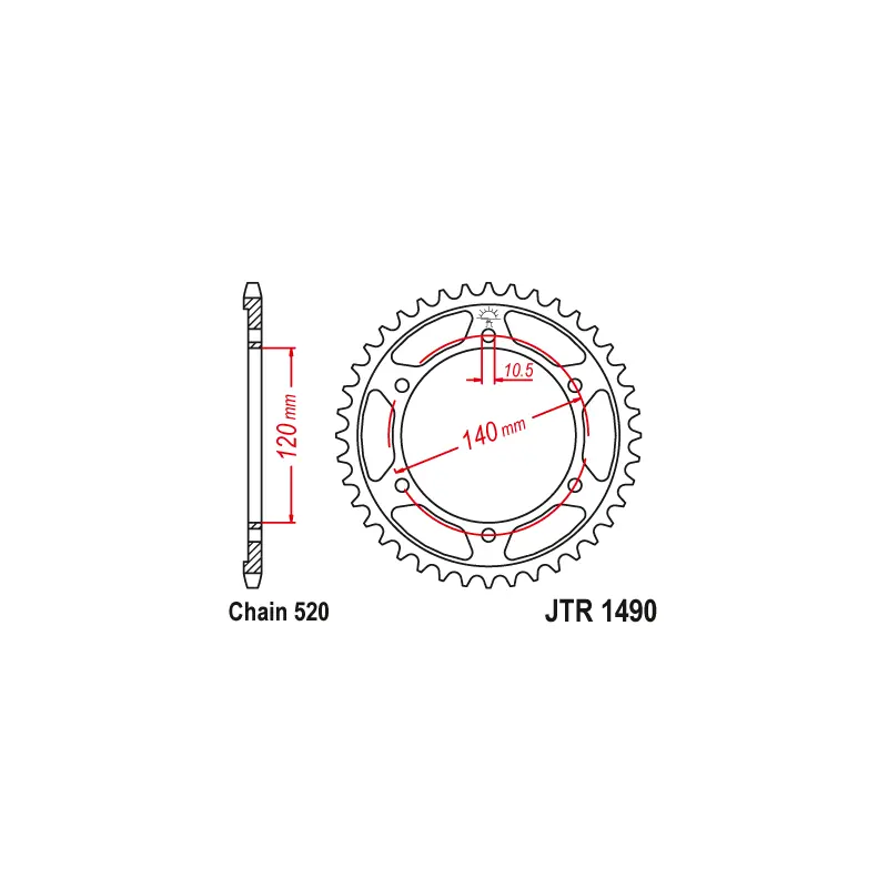 Produit De Marque Couronne Moto Acier JT 45 Dents PAS 520 Noir - JTR1490.45