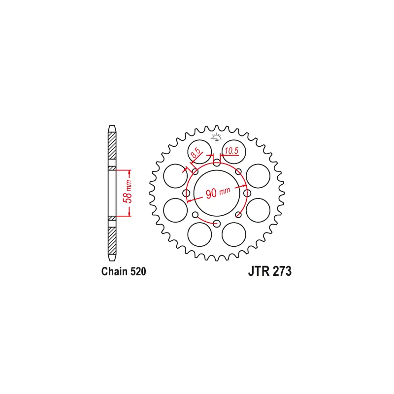 Meilleure Qualité Couronne Moto Acier JT 45 Dents PAS 520 Noir - JTR273.45
