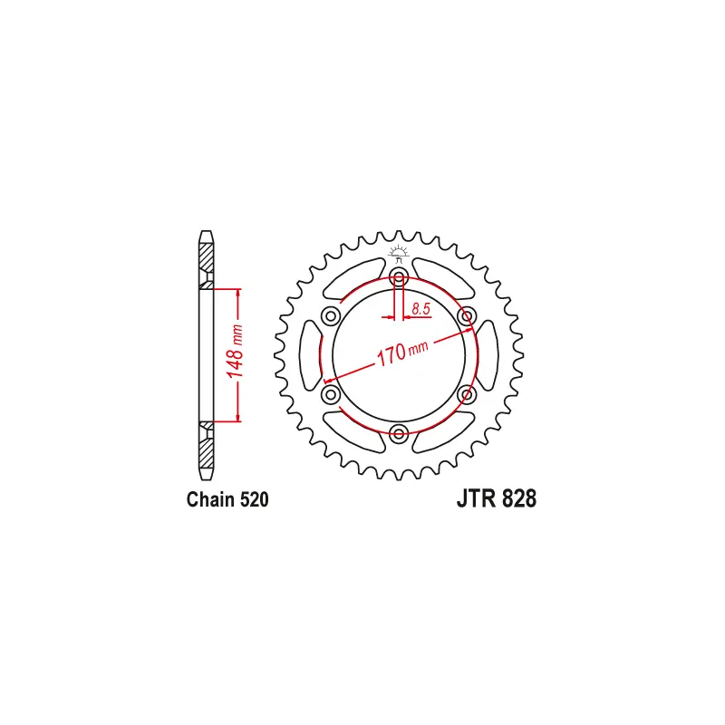 Couronne Moto Acier JT 47 Dents PAS 520 - JTR828.47 Meilleur Prix