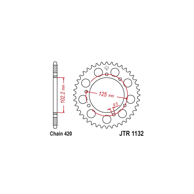 Couronne Moto Acier JT 48 Dents PAS 420 - JTR1132.48 Livraison Mondiale
