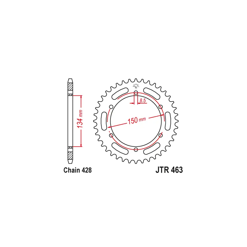 Fait Main Couronne Moto Acier JT 48 Dents PAS 428 - JTR463.48