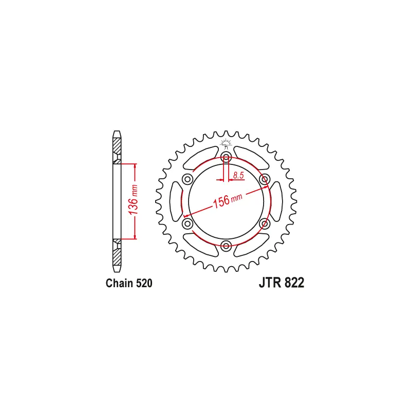 Couronne Moto Acier JT 48 Dents PAS 520 - JTR822.48 Dernière Chance