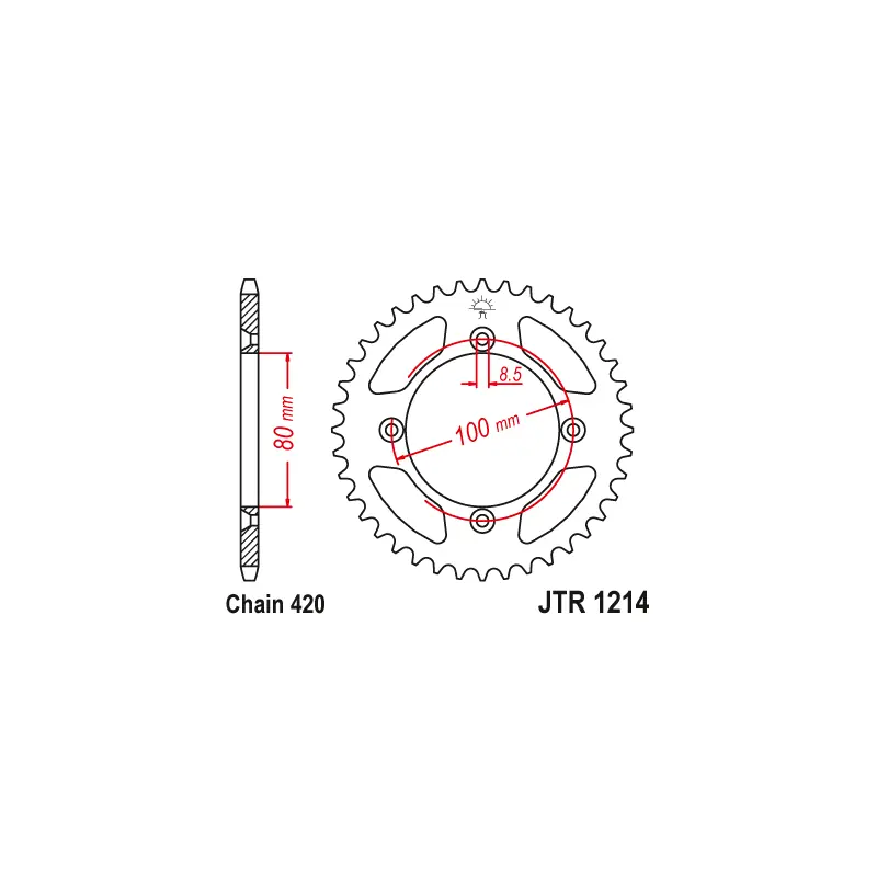 Couronne Moto Acier JT 49 Dents PAS 420 Noir - JTR1214.49 Offre Spéciale