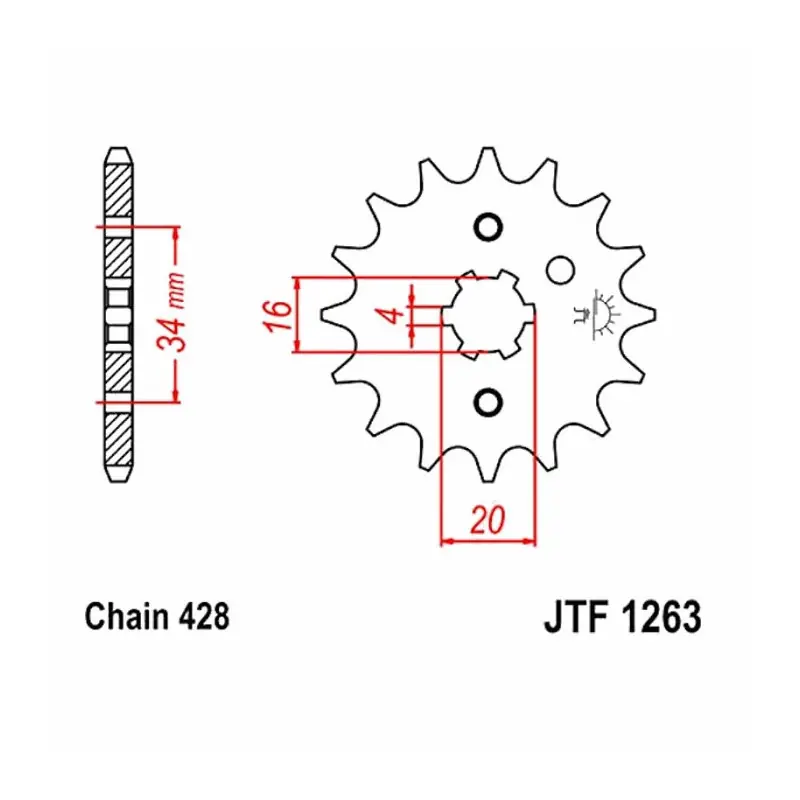 Livraison Express Pignon Moto Acier 11 Dents PAS 428 JT Sprockets - JTF1263.11