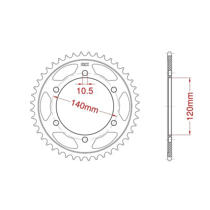 Couronne acier C45 haute résistance 43 dents Suzuki Meilleur Prix