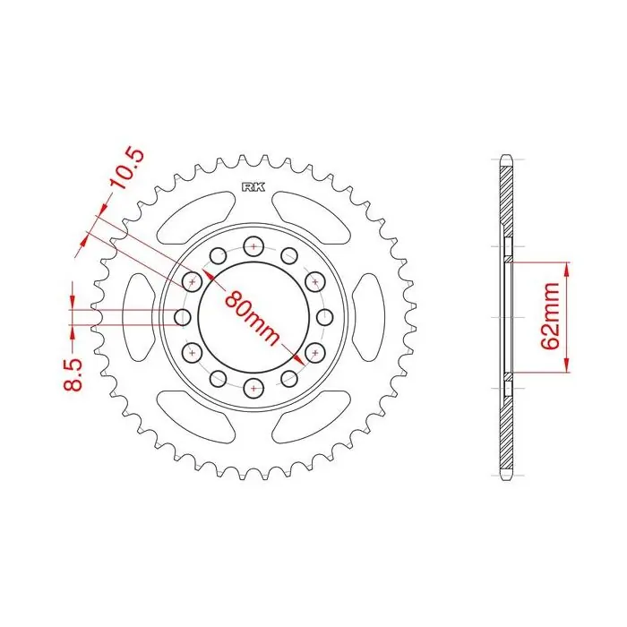 Original Couronne acier C45 haute résistance 44 dents
