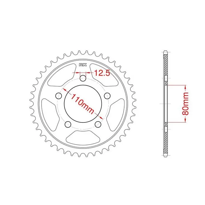 Couronne acier C45 haute résistance 42 dents Triumph Promotion Saisonnière