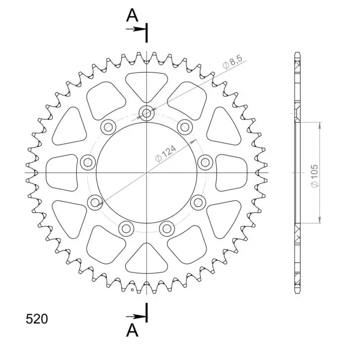 Couronne aluminium 51 dents TM Racing Remise