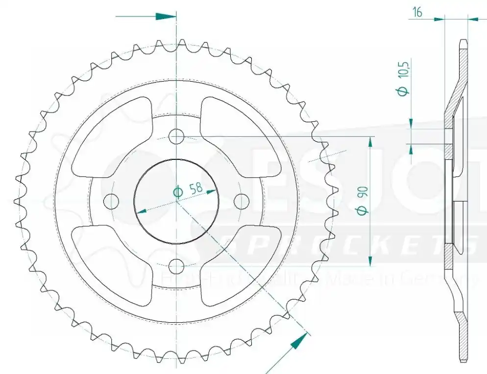 Couronne acier 43 dents Mash BLACK SEVEN 250 17-22 Réduction