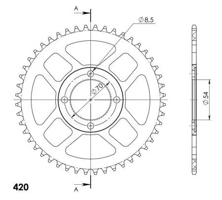 Produit De Marque Couronne aluminium 52 dents
